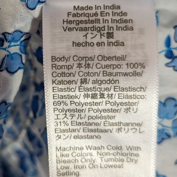 J. Crew Blue and white ikat print smocked peplum tank top sleeveless blouse - Picture 3 of 4